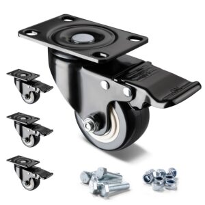 2.5 Inch Width Heavy Duty Polyurethane Wheels Set of 4,Heavy Duty Casters With Brakes