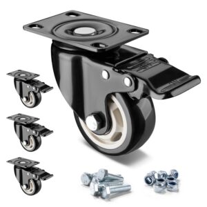 3 Inch Width Heavy Duty Polyurethane Wheels Set of 4,Heavy Duty Casters With Brakes